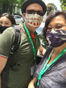 volunteers in masks