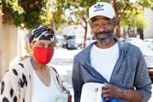 Cliffton and Sharon with their groceries